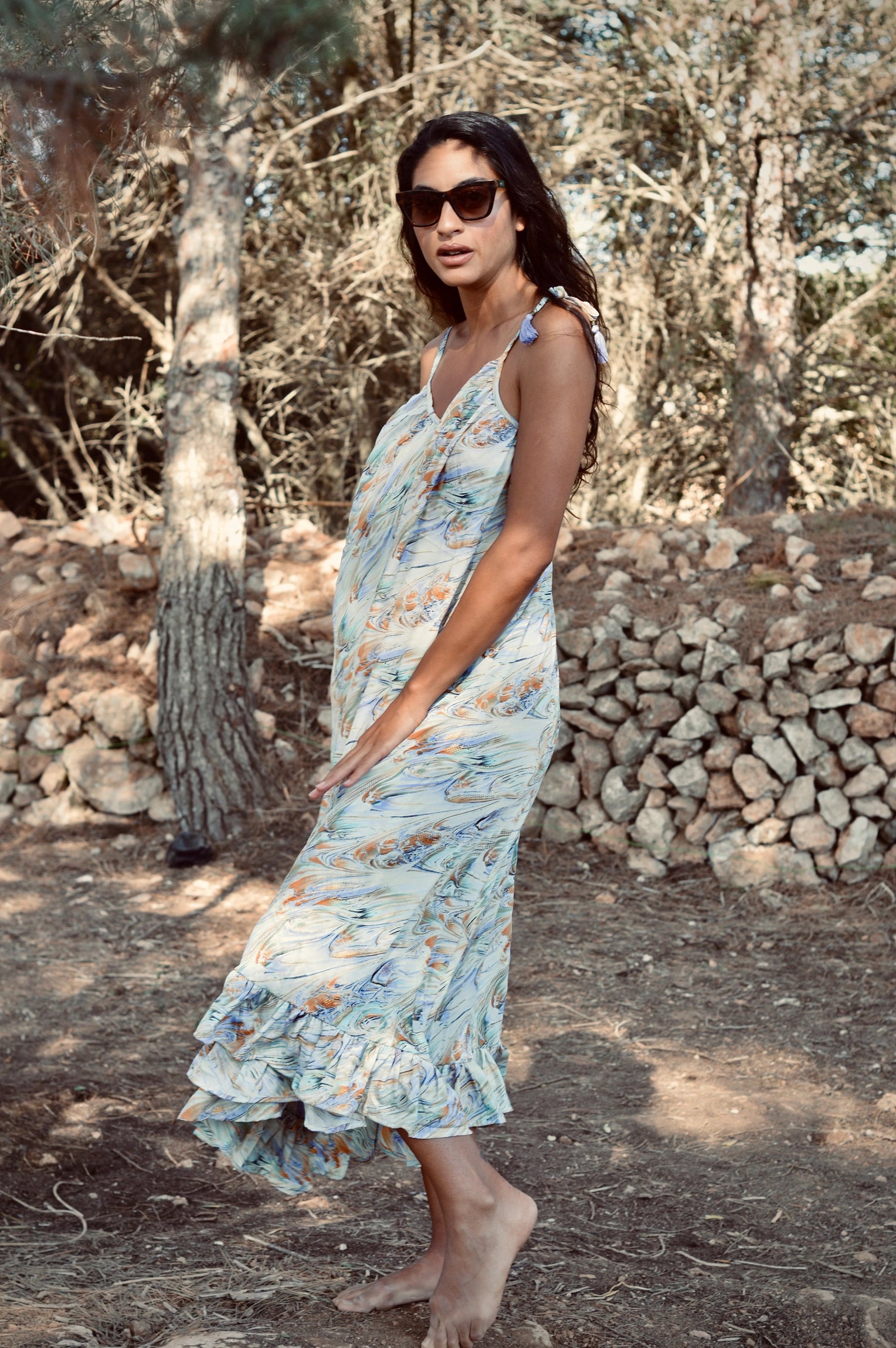 open lace back dress Y2K Silk Ruffle Maxi Dress – The Vintage Twin