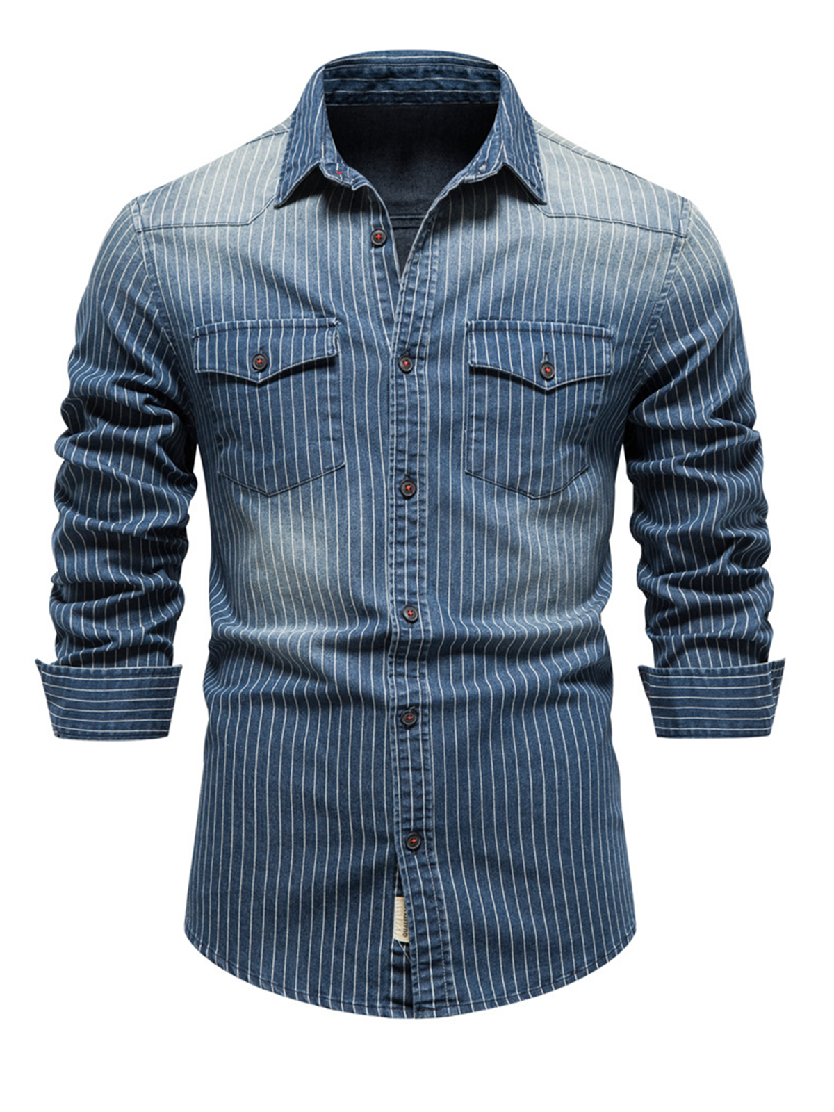 Ethan – Men's Striped Long Sleeve Denim Shirt