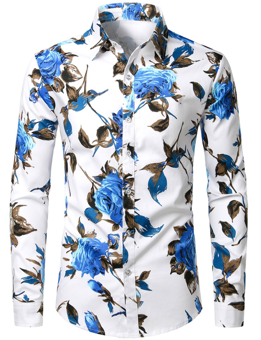 Ethan – Men's Floral Slim Fit Cotton Button-Down Shirt