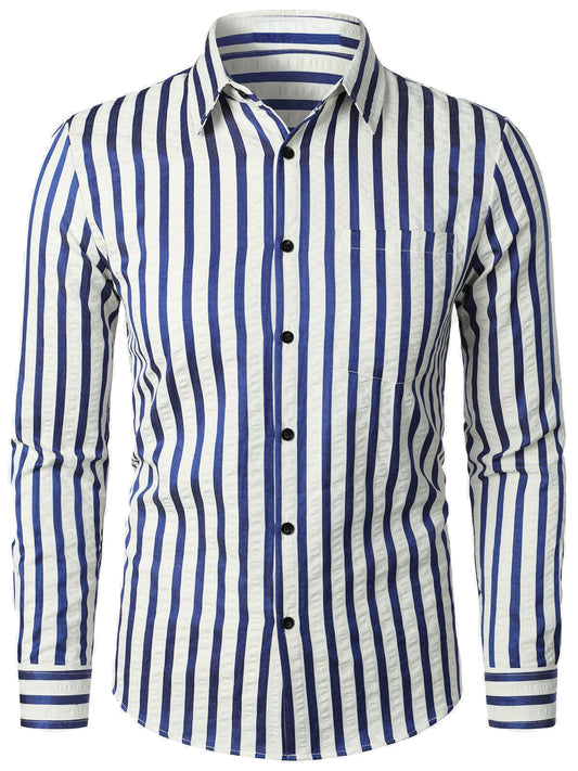 Ethan – Men's Breathable Striped Pocket Casual Button-Up Shirt