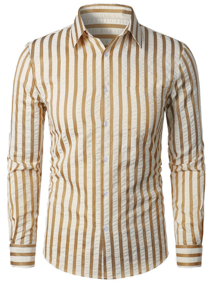 Ethan – Men's Breathable Striped Pocket Casual Button-Up Shirt