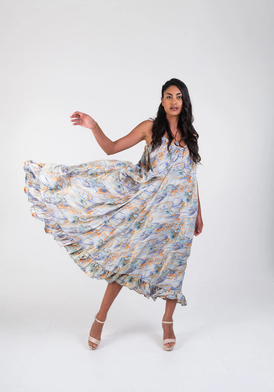 BOHO CREPÚSCULO – Women's Long Boho Dress (Silk-Feel Polyester, Lightweight)