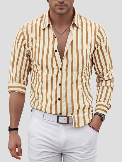 Ethan – Men's Breathable Striped Pocket Casual Button-Up Shirt