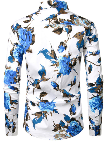 Ethan – Men's Floral Slim Fit Cotton Button-Down Shirt