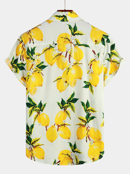 Ethan Shirt - Tropical Lemon Print Hawaiian Shirt