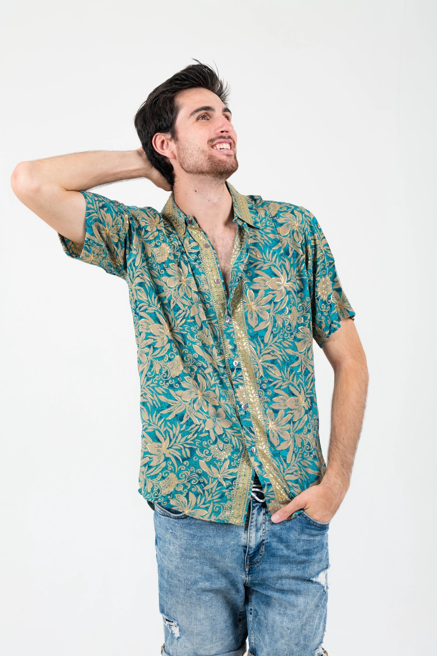 BOHO ANDALUZ – Men's Short-Sleeve Rayon Shirt (Bohemian Print, S–3XL)