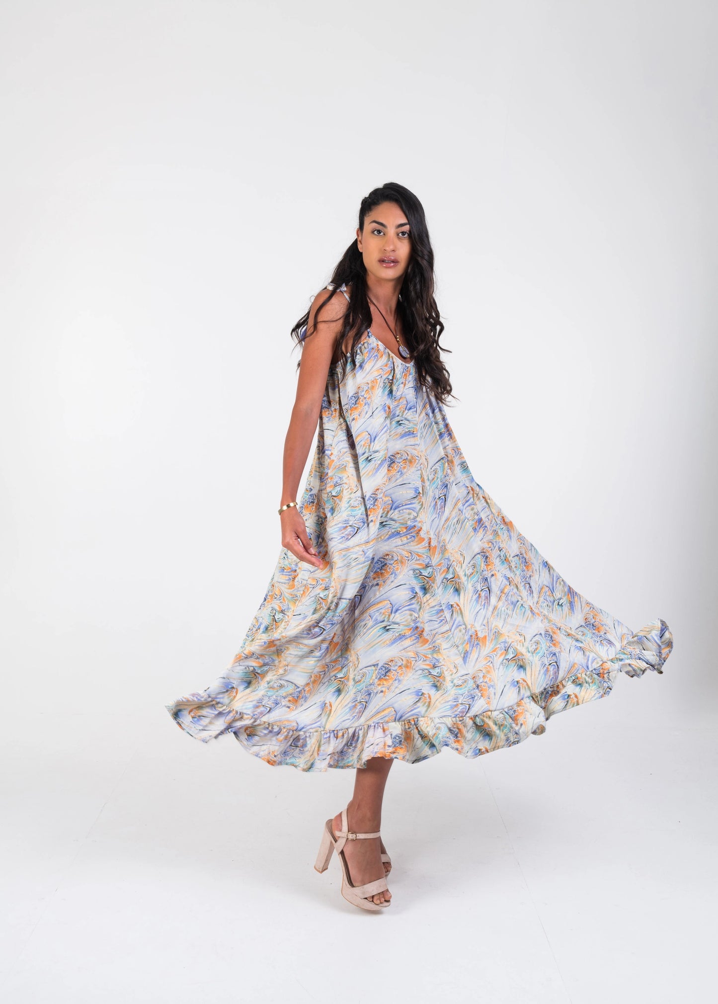 BOHO CREPÚSCULO – Women's Long Boho Dress (Silk-Feel Polyester, Lightweight)