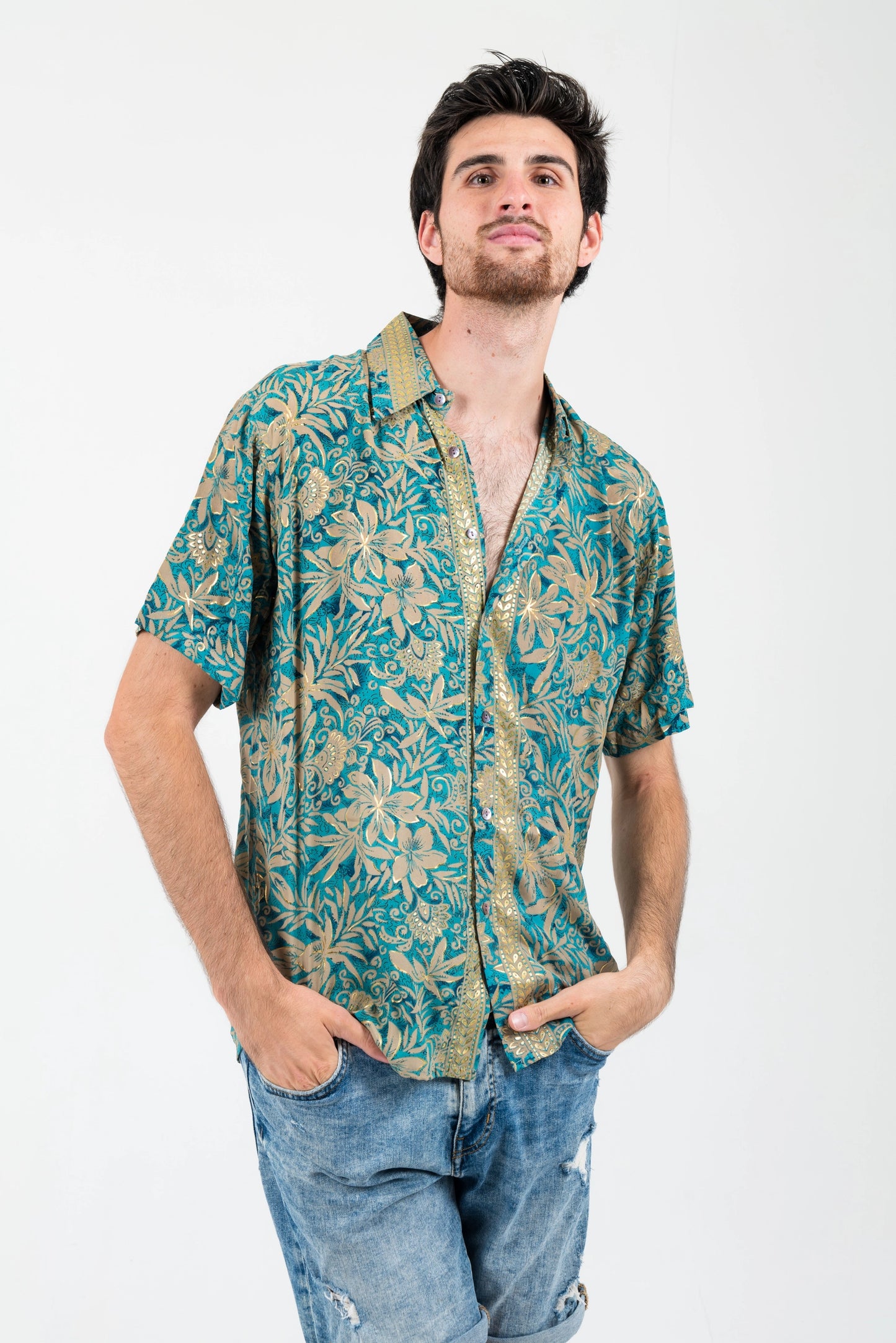 BOHO ANDALUZ – Men's Short-Sleeve Rayon Shirt (Bohemian Print, S–3XL)